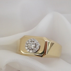 Gold Signet Ring 14k Solid Gold Diamond Gemstone Ring Special - Etsy
