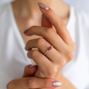 Natural Original Ruby Horizontal Diamond Gemstone Drop Cut Ring 14k Real Gold Ruby Pear Ring Engagement Wedding Gift Birthstone Jewelry