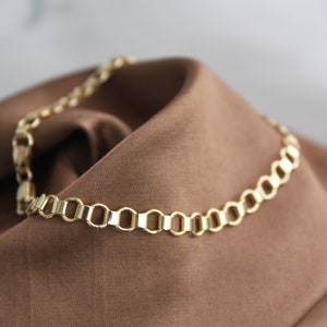 14k Gold 5mm Rolo Link Chain Bracelet Handmade Fine Jewelry Minimalist Round Bracelet Rolo Chain Bracelet Gift For Women Christmas Gift