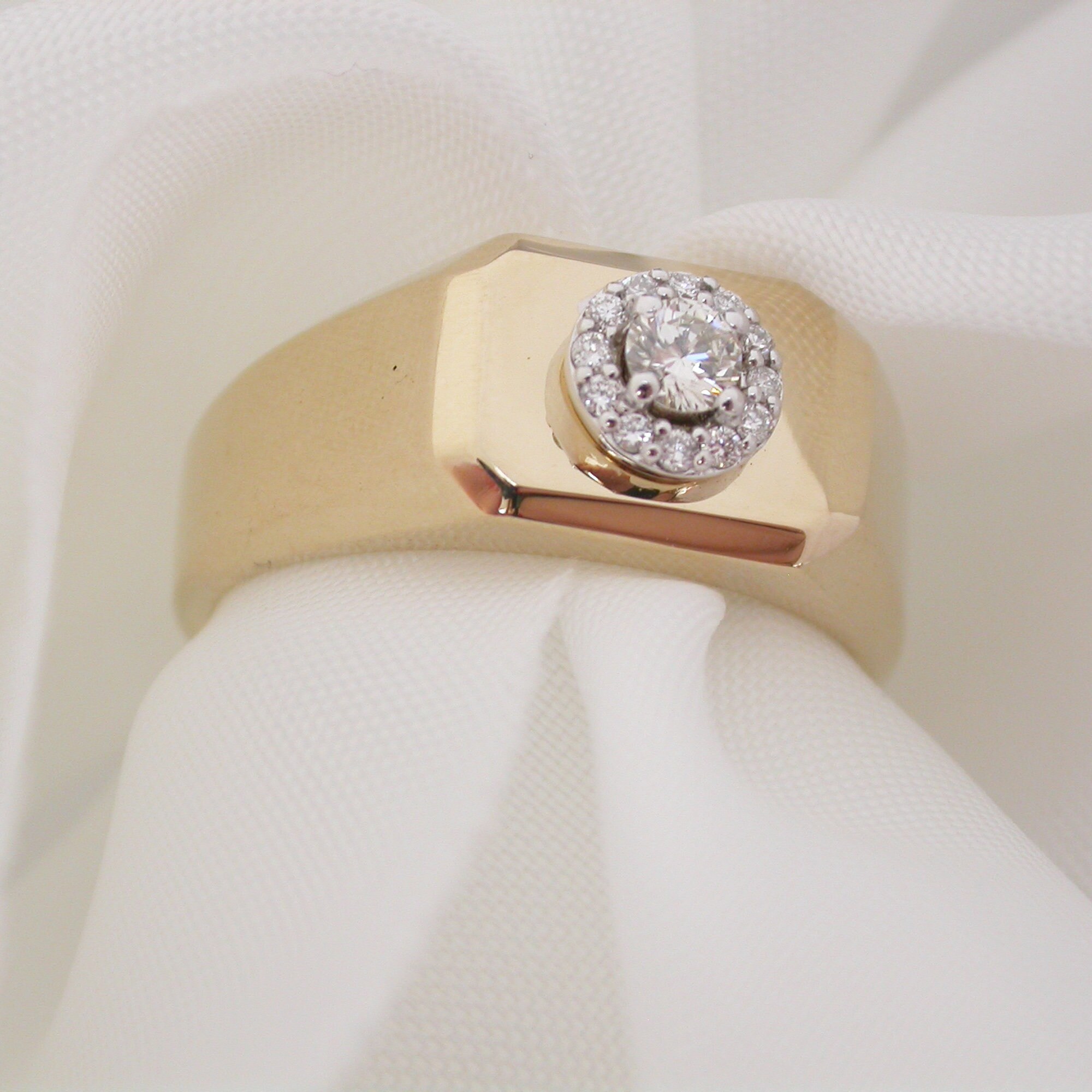 Gold Signet Ring 14k Solid Gold Diamond Gemstone Ring Special | Etsy