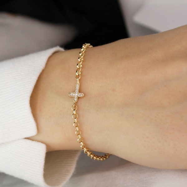 Gold Cross Bracelet Etsy