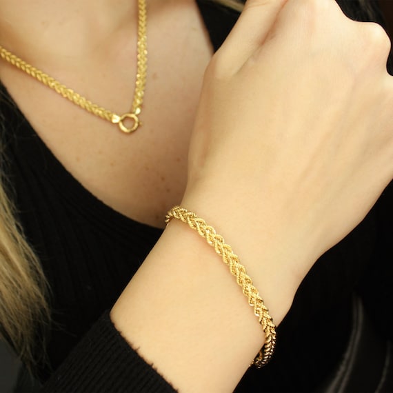 Gold double chain bracelet with black crystals – Dige Designs