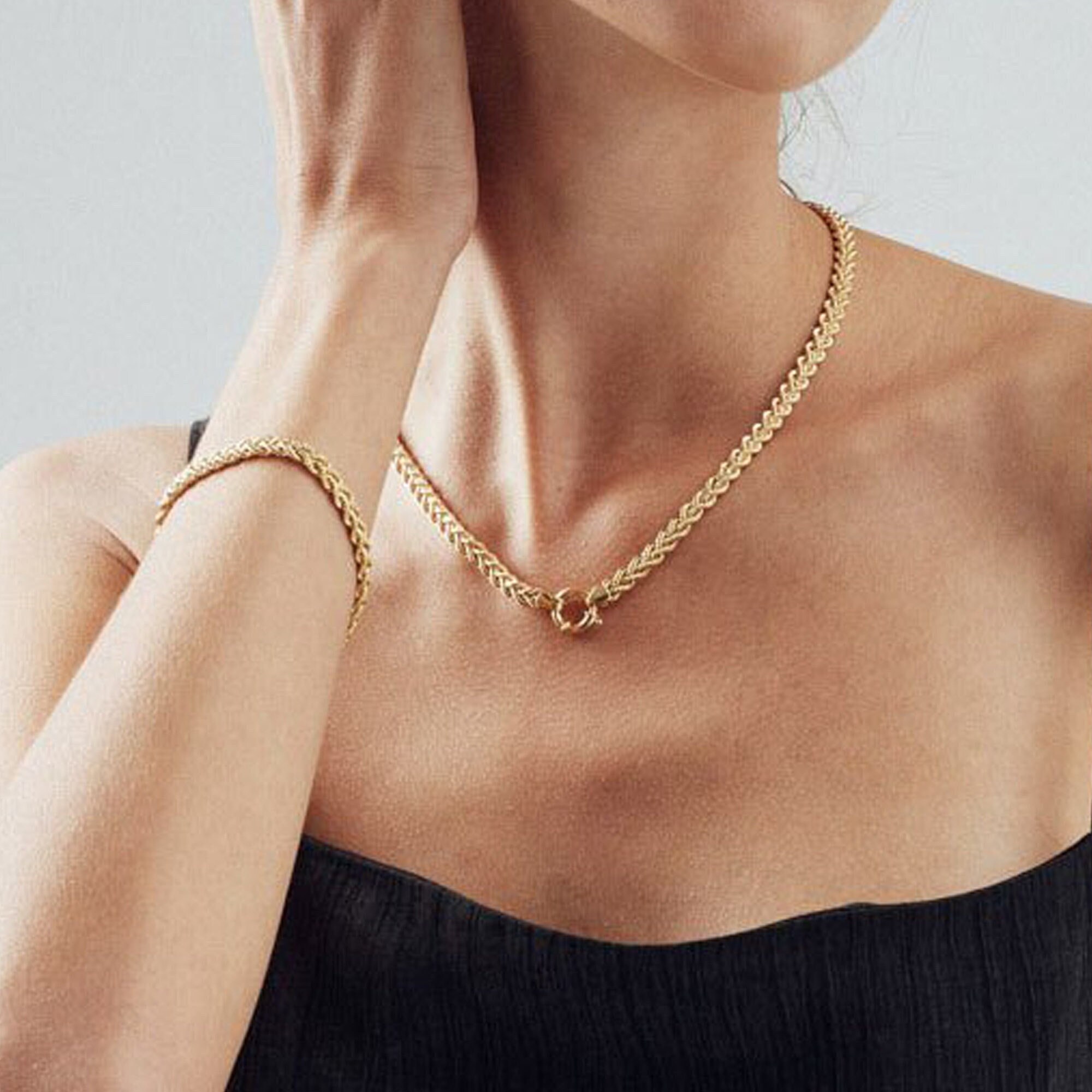 14k Solid Gold Rope Bracelet Double Rope Chain Bracelet Etsy