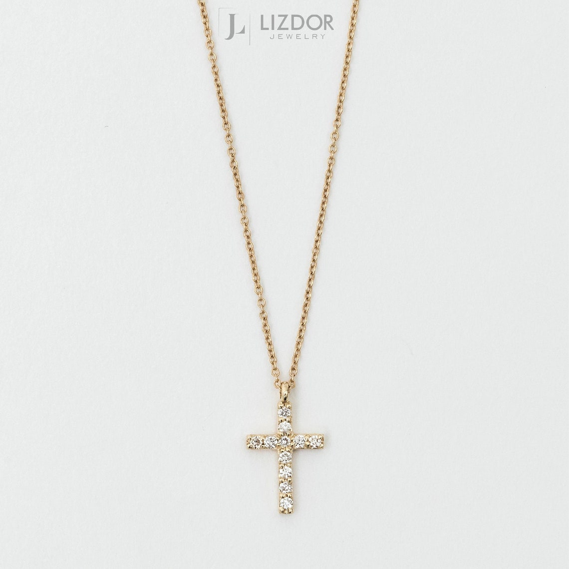 Original Tiny Cross Necklace Diamond Gemstone 14k Solid Gold Etsy
