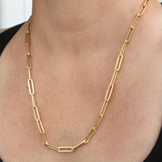 14k Gold Paperclip Necklace Paperclips 