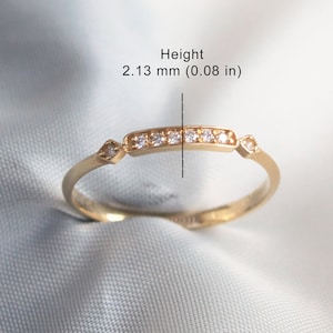 Gold Diamond Gemstone Ring 14k Solid Gold Special Design Ring Vintage Style Fine Jewelry Thin Wedding Band Anniversary Engagement Gift image 8