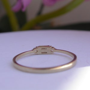 Gold Diamond Gemstone Ring 14k Solid Gold Baguette Ring Thin Minimal Band Elegance Ring Wedding Gift Engagement Ring Gift For Women image 7