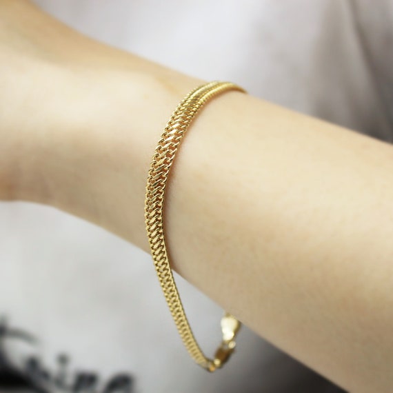 Gold Double Wrap Bracelet / Double Chain Bracelet / Double Layer Dainty  Bracelet / Satellite Cable and Chain Bracelet / Multi Chain Bracelet - Etsy