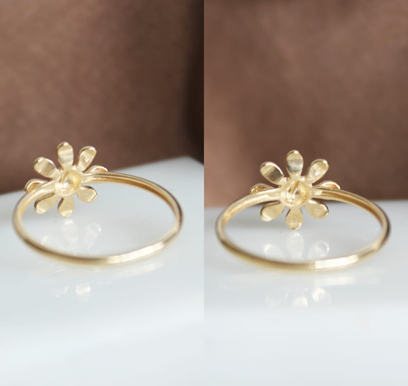 Daisy Ring 14k Gold Flower Band White Enamel Leaf Ring Minimalist Gold Ring Promise Anniversary Ring Thanksgiving Day Christmas Gift For Her image 9