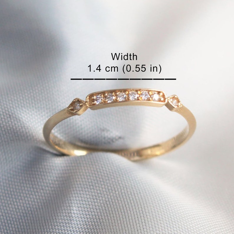 Gold Diamond Gemstone Ring 14k Solid Gold Special Design Ring Vintage Style Fine Jewelry Thin Wedding Band Anniversary Engagement Gift image 7