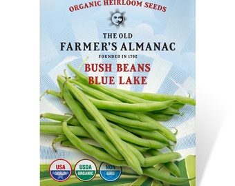 Blue Lake Bush Bean Seeds - The Old Farmer's Almanac, Heirloom, USDA Organic, Open Pollinated, Non-GMO, 18 Grams, Approx 45 Seeds