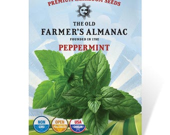 Peppermint Seeds: The Old Farmer's Almanac, Heirloom, Open Pollinated, Non-GMO, 50 MG, Approx 2500 Seeds