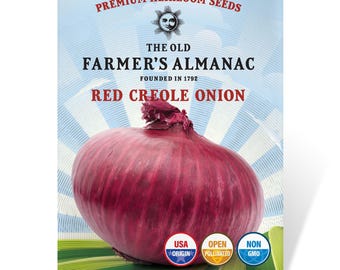 Red Creole Onion Seeds: The Old Farmer's Almanac, Heirloom, Open Pollinated, Non-GMO, 1 Gram, Approx 250 Seeds