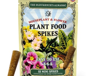 Houseplant & Flower Plant Food Spikes: The Old Farmer's Almanac, NPK 5-5-5, 12-Pack