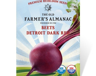 Detroit Dark Red Beet Seeds: The Old Farmer's Almanac, Heirloom, Open Pollinated, Non-GMO, 8 Grams, Approx 360 Seeds