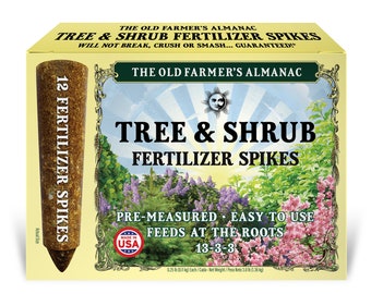 Tree & Shrub Fertilizer Spikes: The Old Farmer's Almanac, NPK 13-3-3, 3 Lbs, 12-Spikes