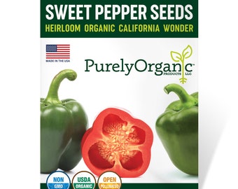 Purely Organic California Wonder Sweet Pepper Seeds - USDA Organic, 250 MG, Approx 25 Seeds