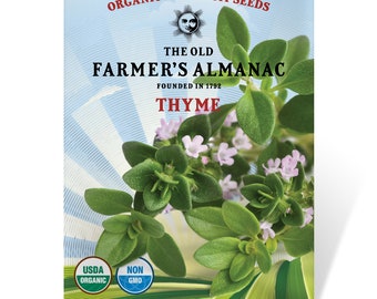 Thyme Seeds: The Old Farmer's Almanac, USDA Organic, Heirloom, Open Pollinated, Non-GMO, 500 MG, Approx 160 Seeds
