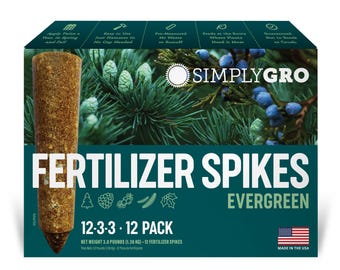 Fertilizer Spikes for Evergreen Trees & Shrubs: SimplyGro, NPK 12-3-3, 3 Lbs, 12-Spikes