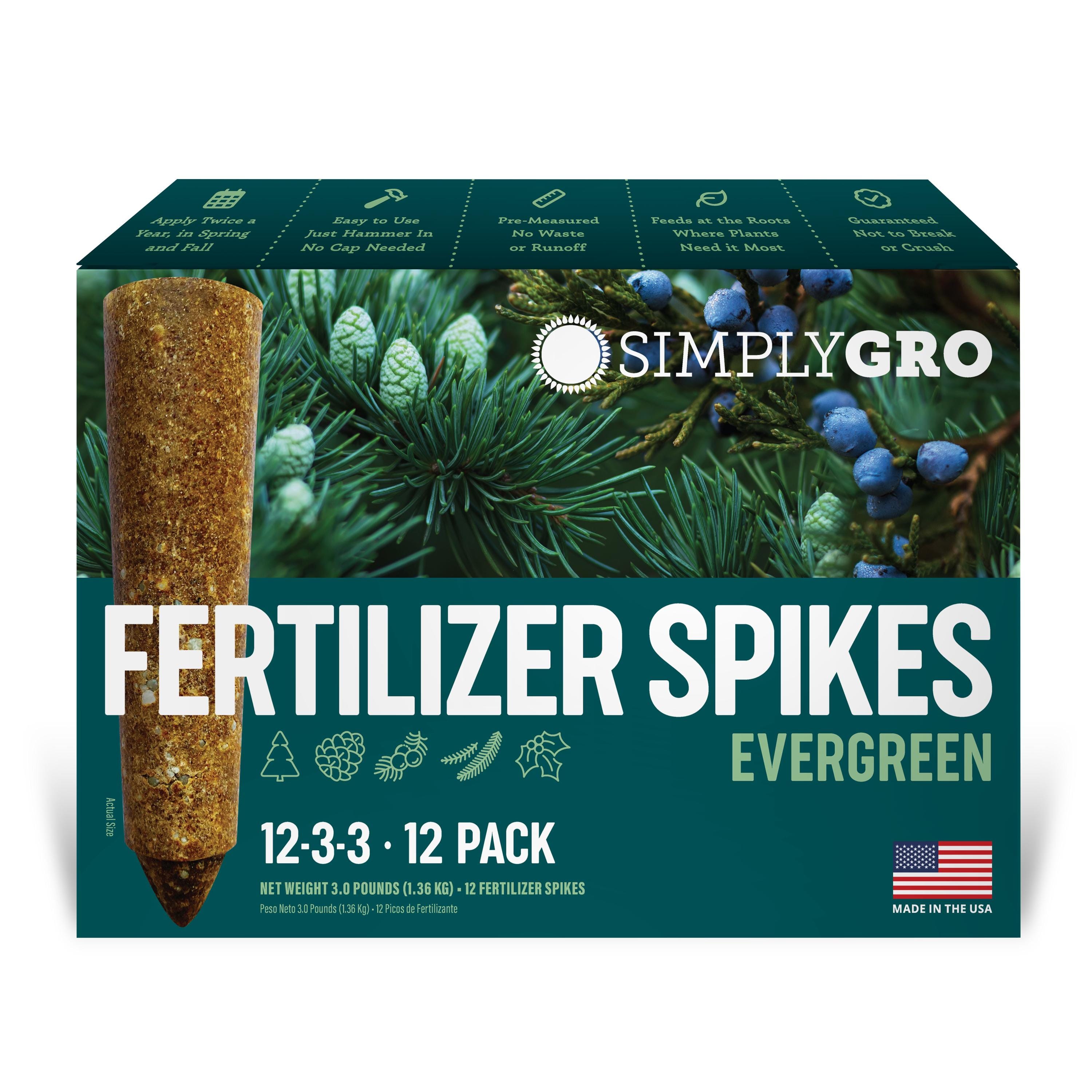SimplyGro Fertilizer Spikes for Evergreen Trees & Shrubs 12 Spikes - 3.0 Lbs
