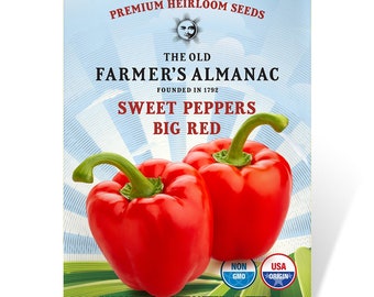 Big Red Sweet Pepper Seeds: The Old Farmer's Almanac, Heirloom, Open Pollinated, Non-GMO, 300 MG, Approx 30 Seeds
