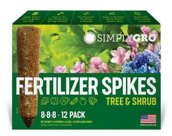 Fertilizer Spikes for Trees & Shrubs: SimplyGro, NPK 8-8-8, 3 Lbs, 12-Spikes