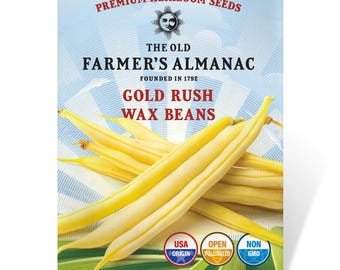 Gold Rush Wax Bean Seeds: The Old Farmer's Almanac, Heirloom, Open Pollinated, Non-GMO, 20 Grams, Approx 60 Seeds