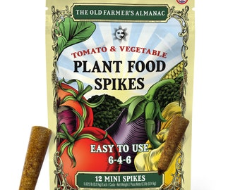 Tomato & Vegetable Plant Food Mini Spikes: The Old Farmer's Almanac, NPK 6-4-6, 12-Pack