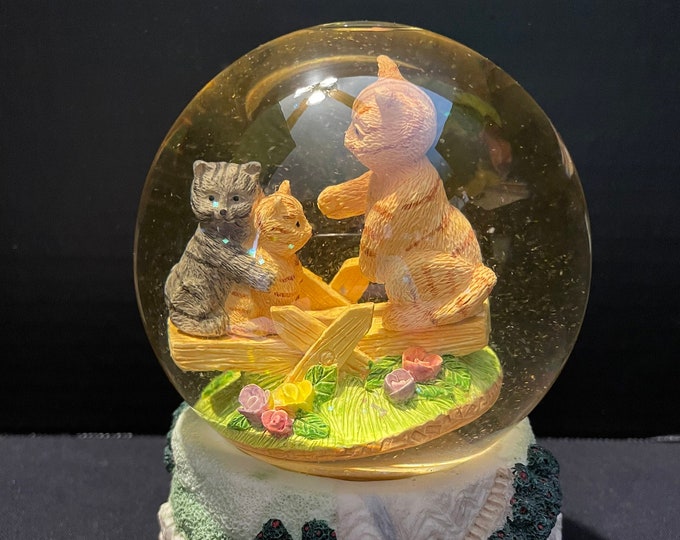 Vintage Musical Cat Snow Globe Etsy
