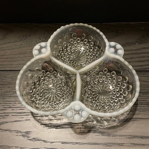 1940's Anchor Hocking Fenton Opalescent Moonstone Dish
