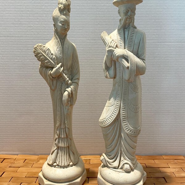 Vintage Plaster Emperor & Empress Statues