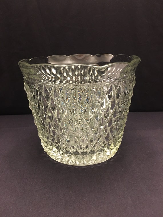 Vintage Cut Glass Ice Bucket Etsy
