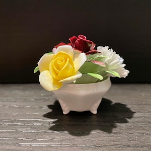 Vintage Royal Doulton Porcelain Pot with Flowers