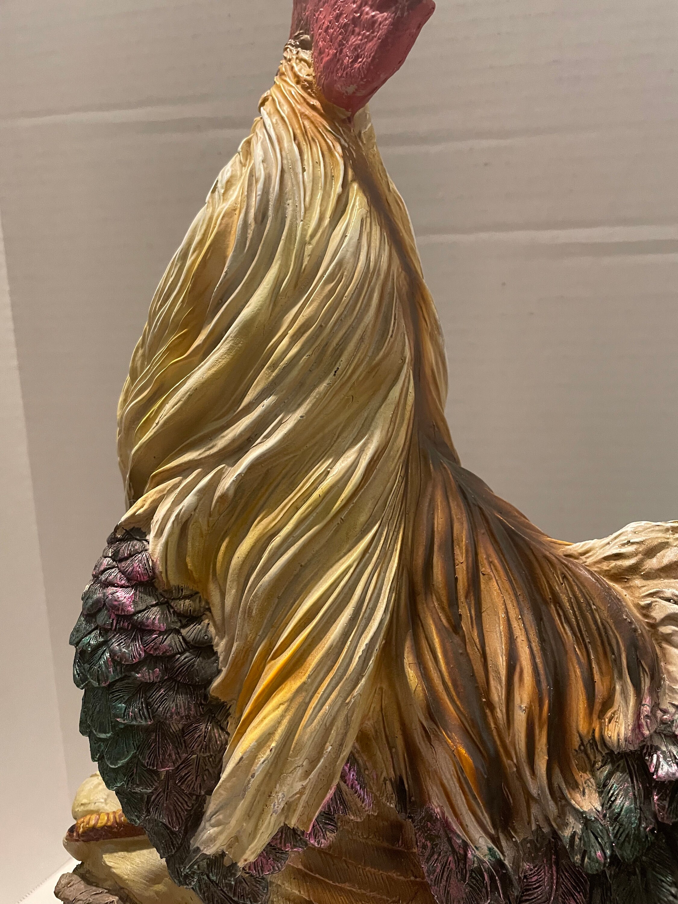 Vintage Massive Resin Rooster Statue Etsy