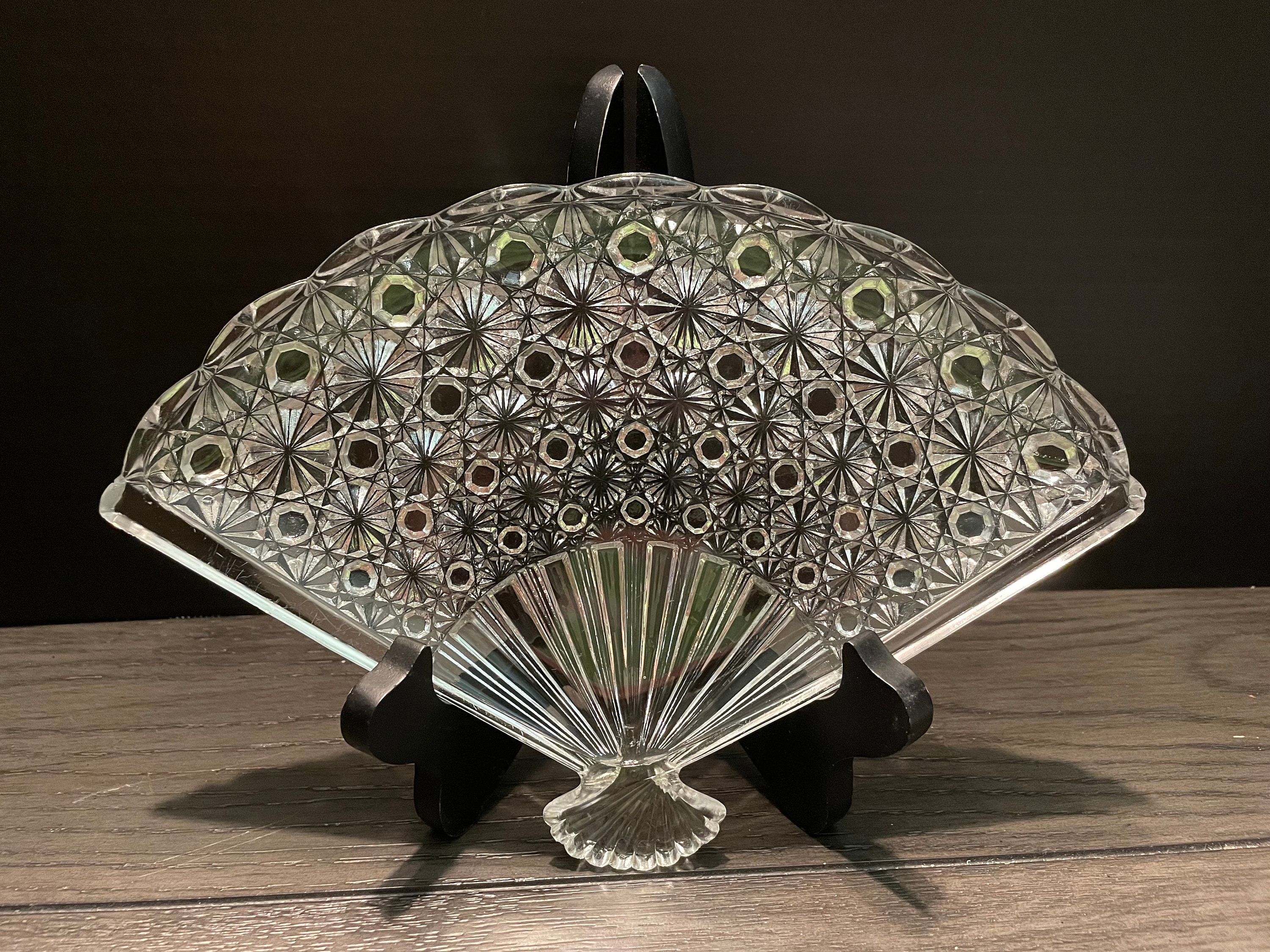 Vintage Glass Fan Shaped Dish Etsy