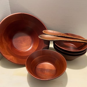Vintage Woodpecker Woodware Salad Bowl Set