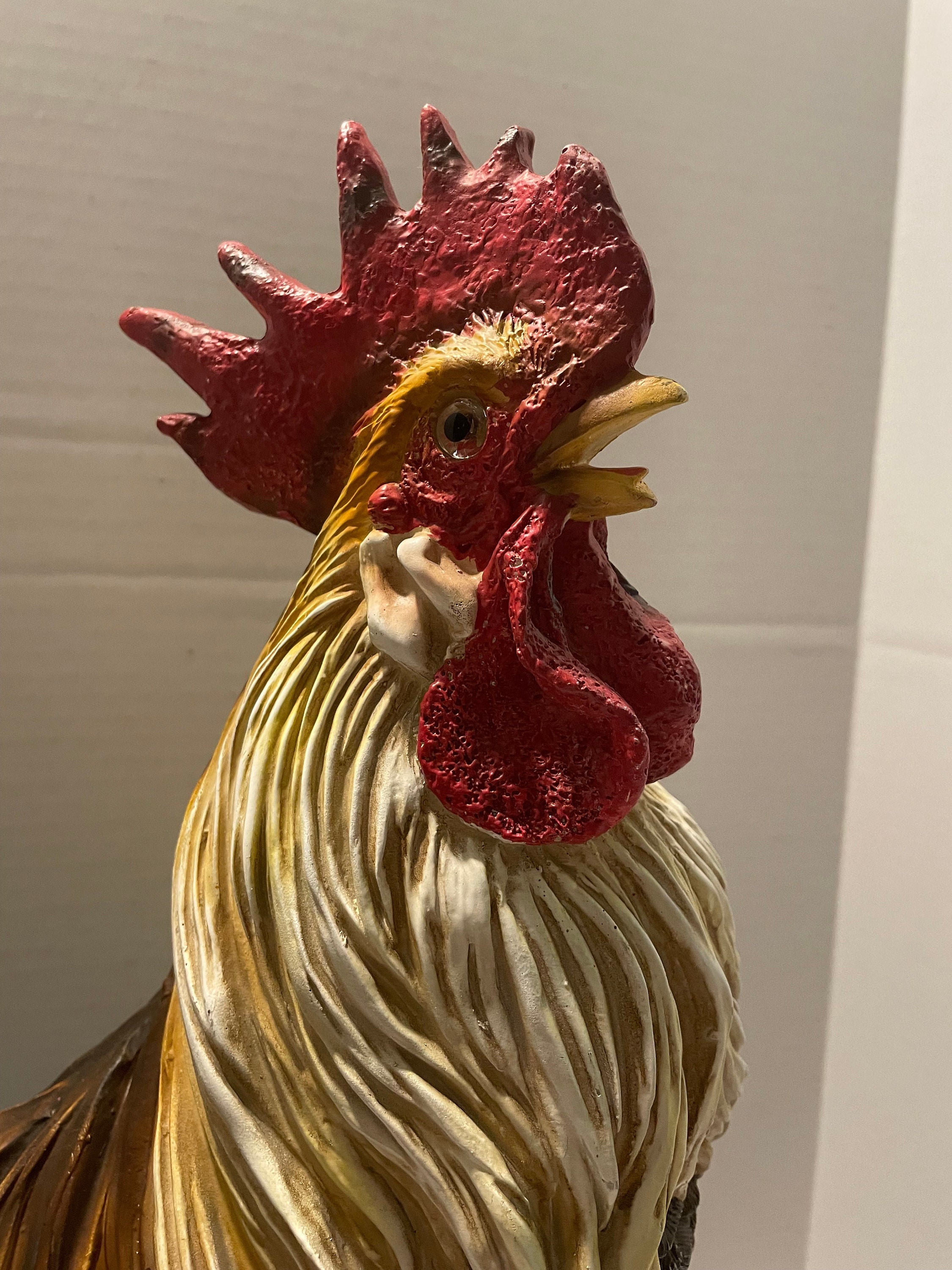 Vintage Massive Resin Rooster Statue Etsy