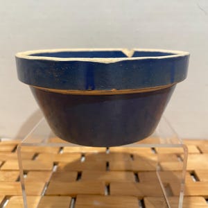 Vintage Bright Blue Small Crock Bowl
