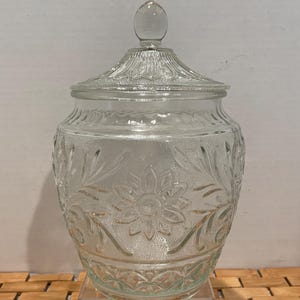 1940’s Anchor Hocking “Sandwich” Pattern Glass Cookie Jar with Lid
