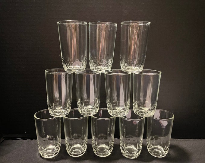 Vintage Thumbprint Clear Juice Glasses/pimento Cheese Jars Etsy