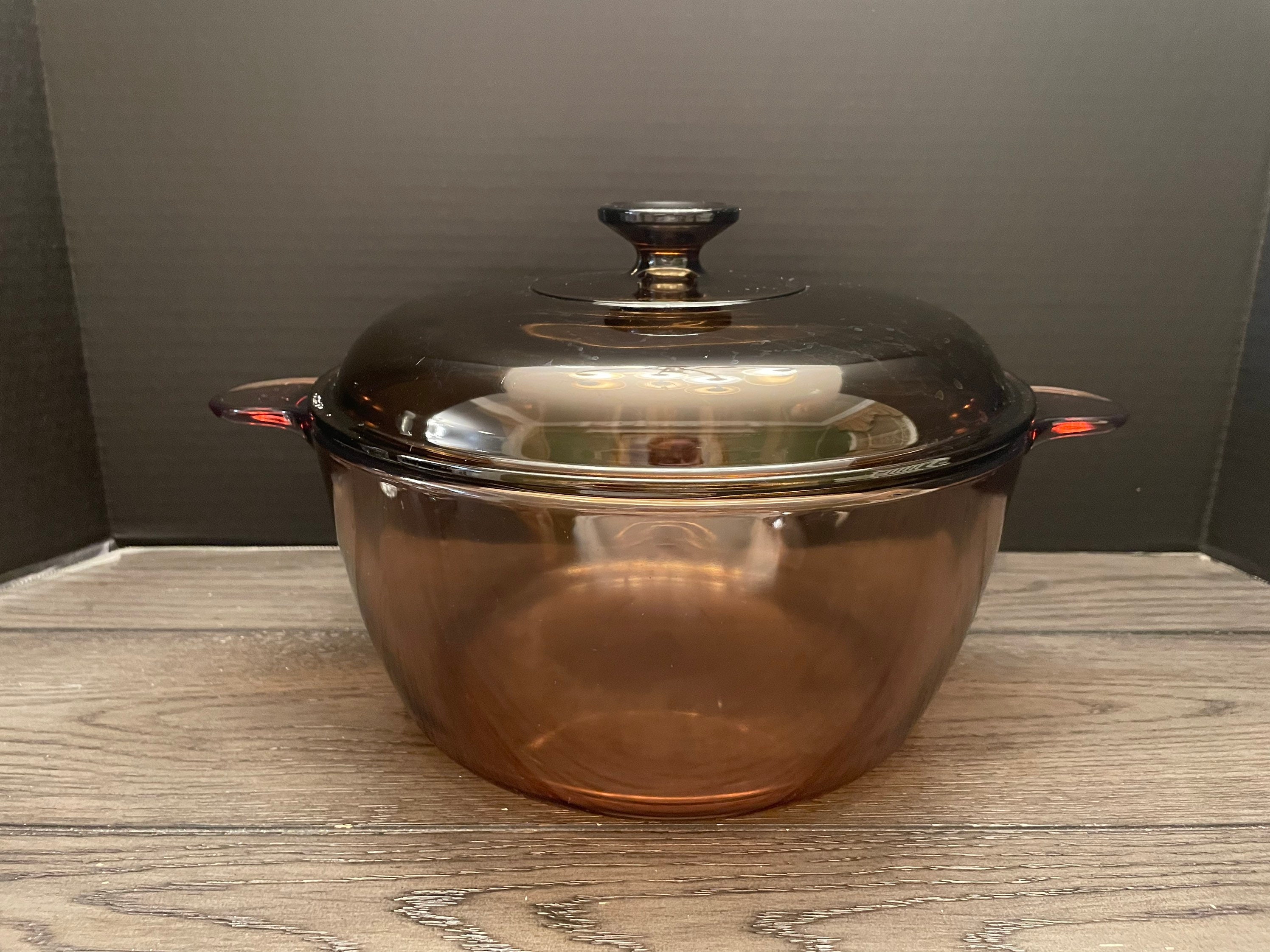 Visions France Stock Pot Cookware Brown Glass 4.5 L, 5 Quart Soup
