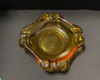 Vintage Amber Glass Ashtray