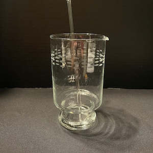 Vintage Etched Crystal Martini Pitcher with Glass Stir Stick