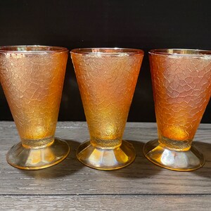 1920&#39;s Marigold Carnival Glass Footed Tumblers