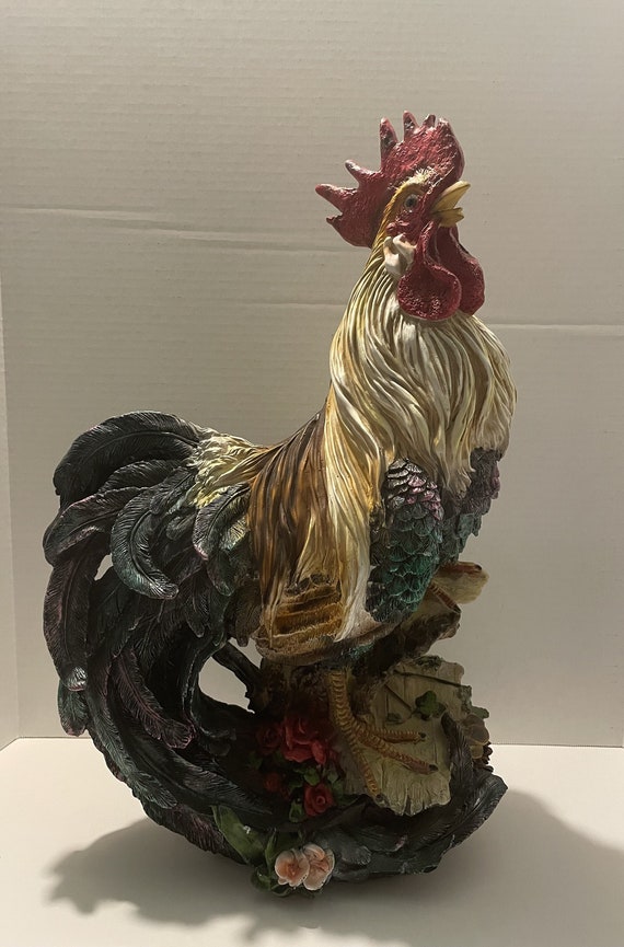 Vintage Massive Resin Rooster Statue Etsy