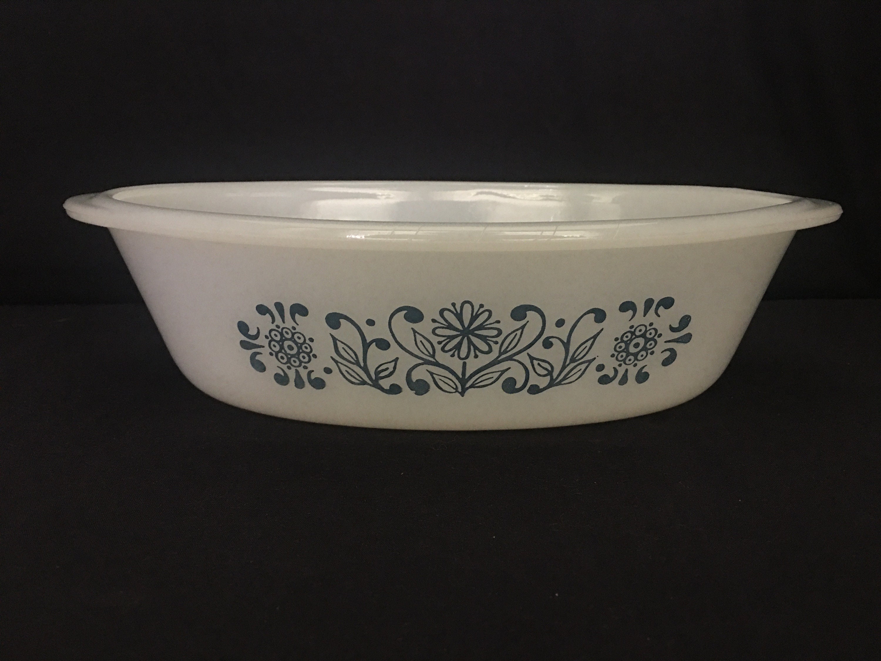 Glasbake Blue Flower Dish J235 Etsy UK