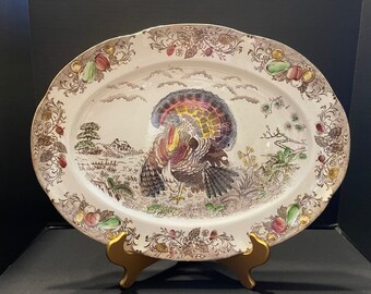 Vintage Ironstone Transferware Turkey Platter