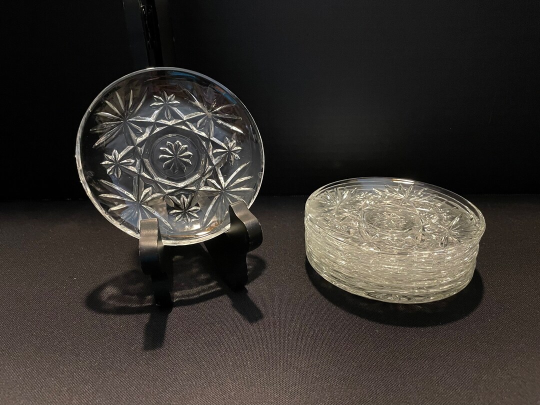 Set of 8 Vintage Glass Coasters Etsy