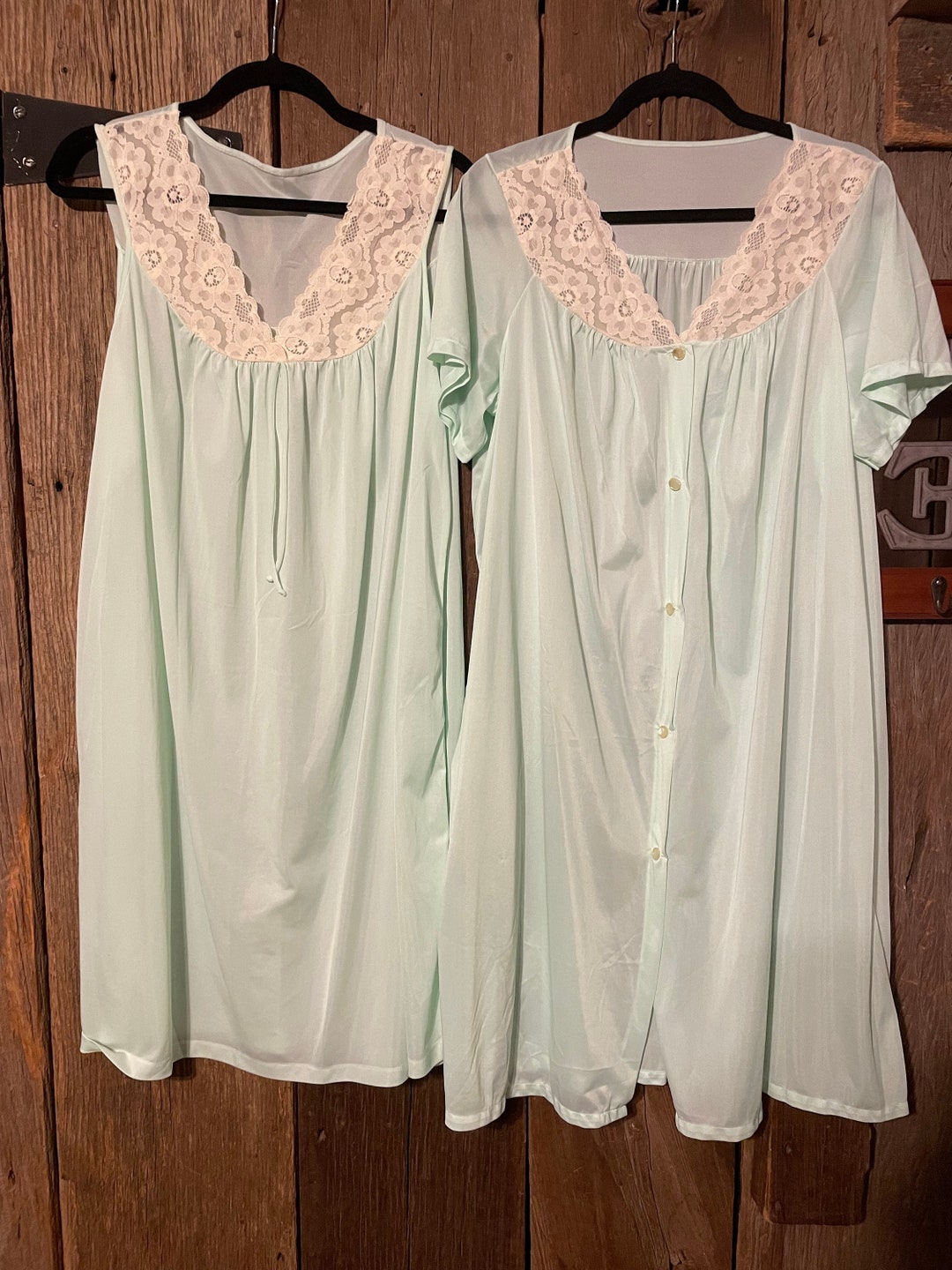 Vintage 2piece Women's Nylon Pajama Set Etsy