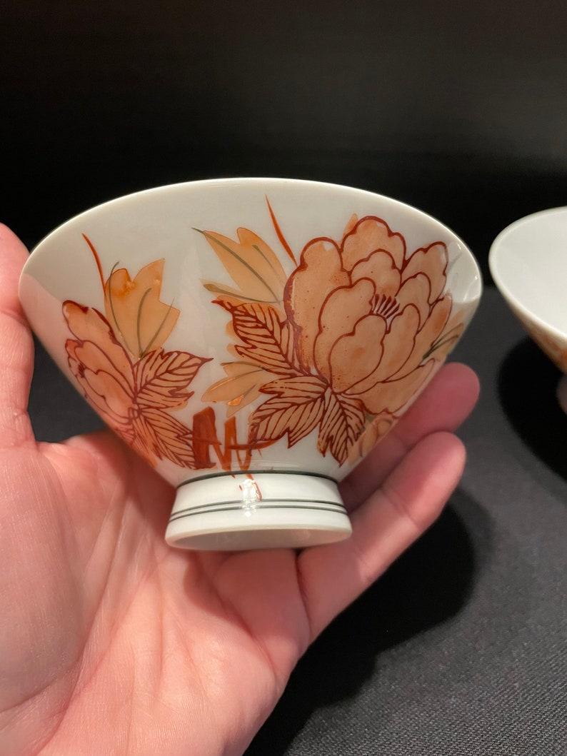 1950s Japanese Porcelain Rice Bowls Etsy